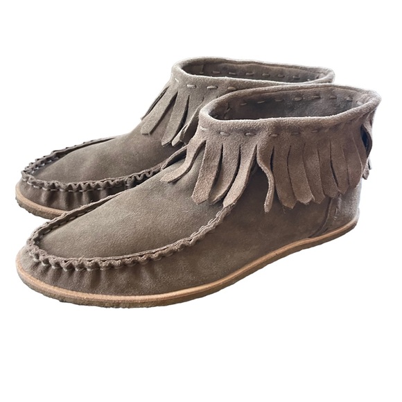Splendid Womens Brown Suede Fringe Moccasins Ankle Boot Shoes size 8 - Picture 4 of 11